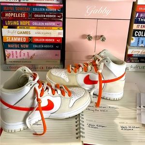 Women’s Nike Dunk High SE. White & Orange